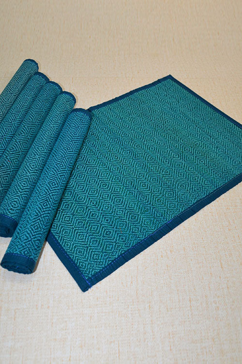 Bamboo Diamond Place Mats Blue (Set of 6)