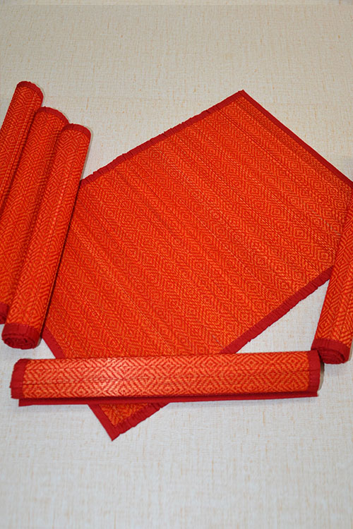 Bamboo Diamond Place Mats Red Orange (Set of 6)