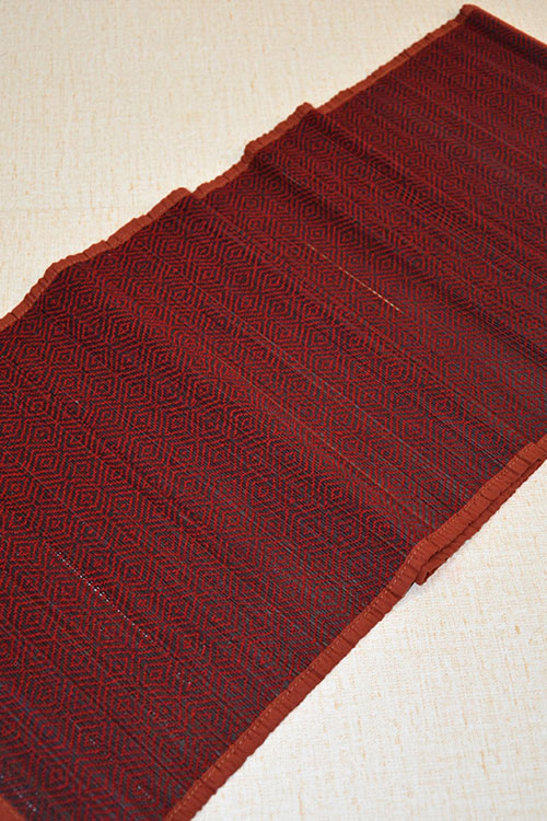 Bamboo Diamond Table Runner Maroon Charcoal