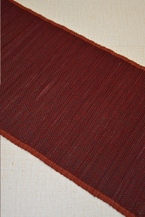 Bamboo Diamond Table Runner Maroon Charcoal