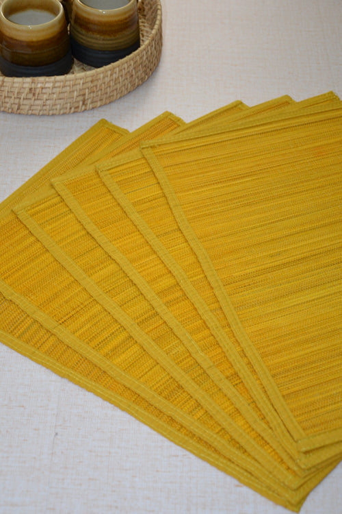 Bamboo Place Mats Plain Mustard (Set of 6)