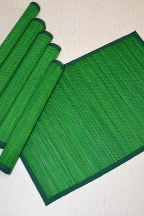 Bamboo Place Mats Plain Green (Set of 6)