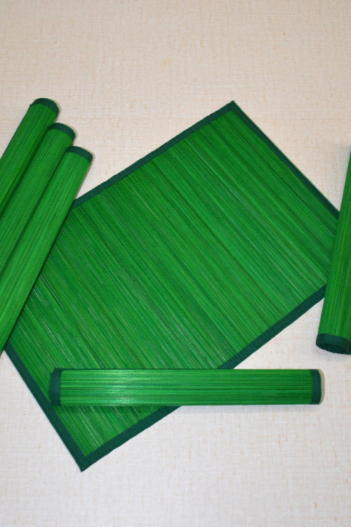 Bamboo Place Mats Plain Green (Set of 6)