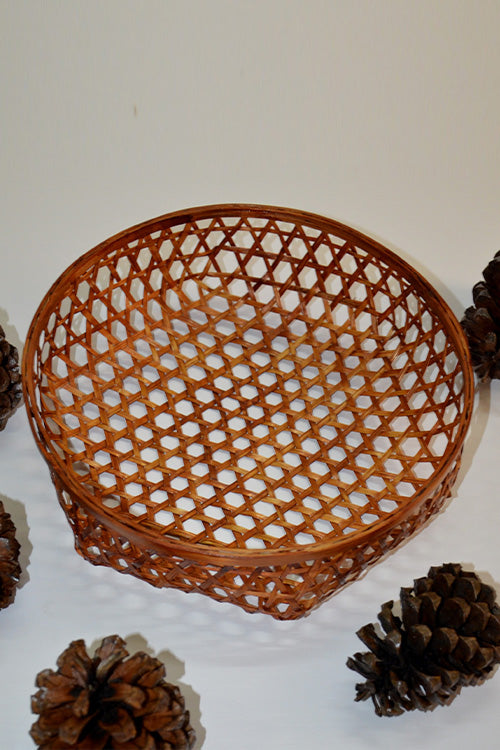 Bamboo Mesh Star Basket Brown