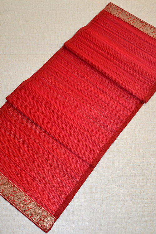 Bamboo Table Runner Brocade Medium (Red)