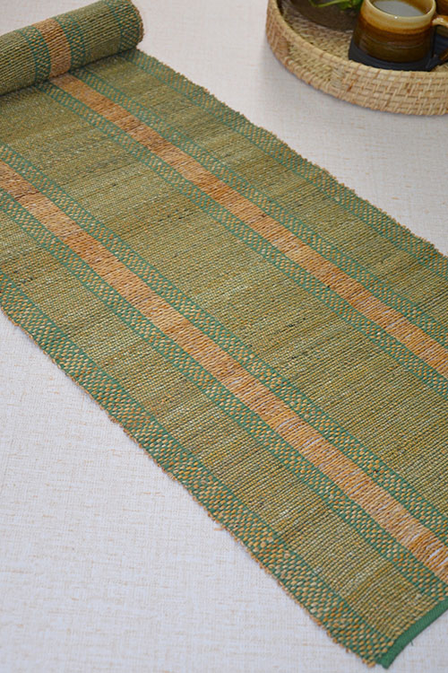 Banana Fibre Table Runner Earthy Green