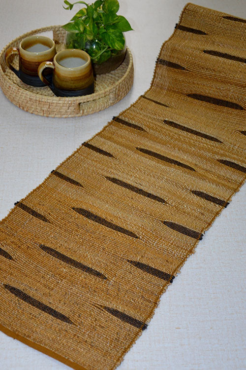 Banana Fibre Table Runner Beige Black