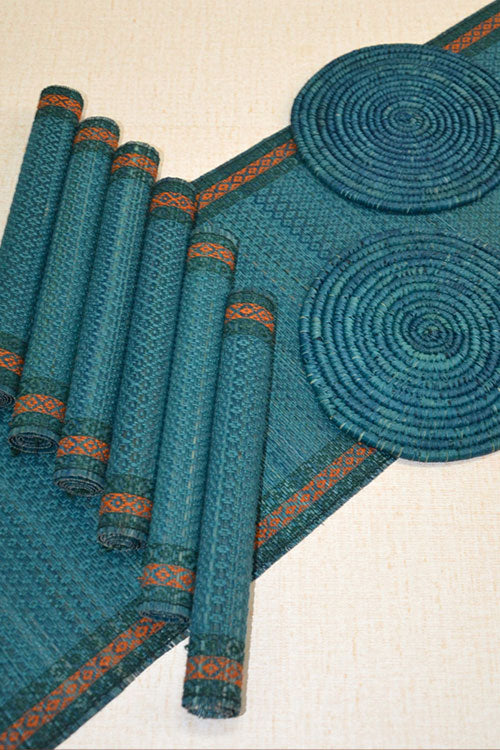 Madurkathi & Sabai Dining Gift Set (Teal Blue)