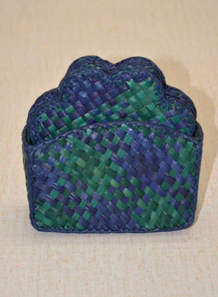 Screw Pine Designer Coasters Green Blue (Set of 6)