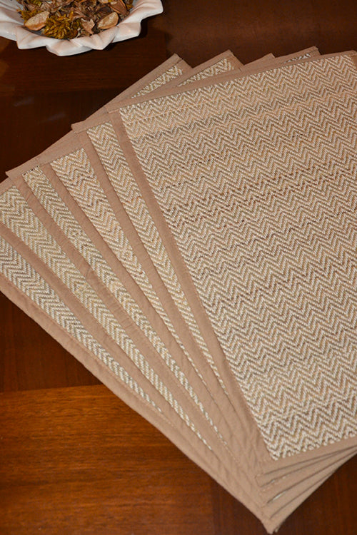 Madurkathi Chevron Placemats Fawn (Set of 6)