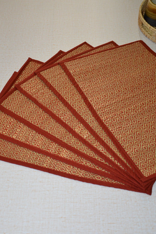 Madurkathi Diamond Placemats Maroon (Set of 6)