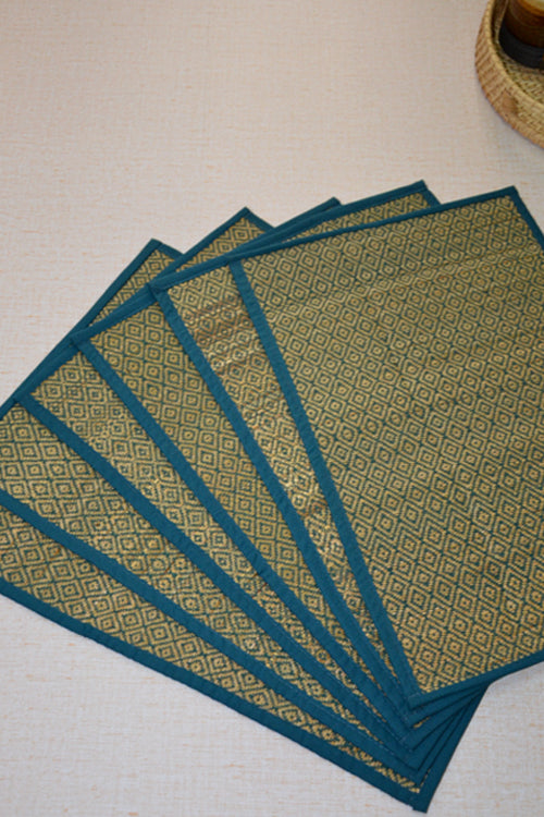 Madurkathi Diamond Placemats Blue (Set of 6)
