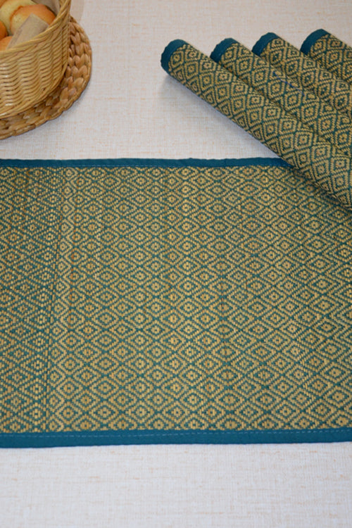 Madurkathi Diamond Placemats Blue (Set of 6)