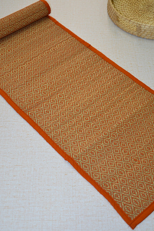Madurkathi Diamond Table Runner Orange