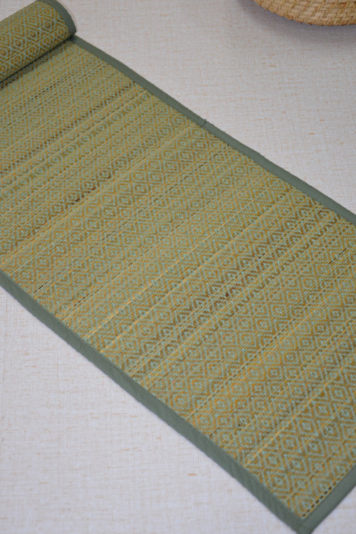 Madurkathi Diamond Table Runner Pista Green