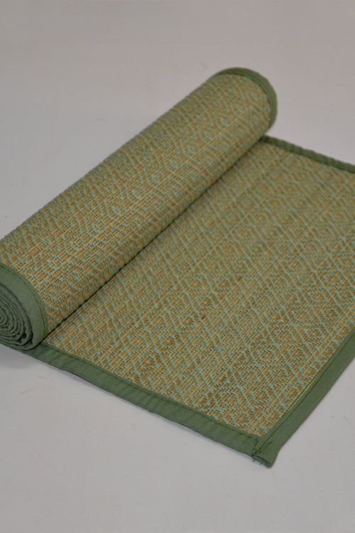 Madurkathi Diamond Table Runner Pista Green