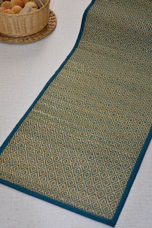 Madurkathi Diamond Table Runner Blue