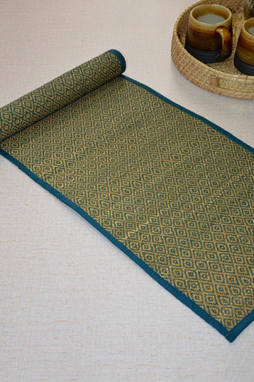 Madurkathi Diamond Table Runner Blue