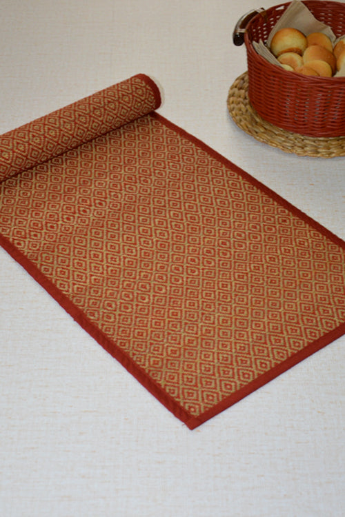 Madurkathi Diamond Table Runner Maroon