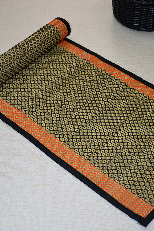 Madurkathi Diamond Table Runner Black Orange