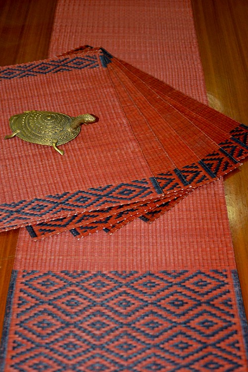 Masland Place Mats & Runner Set Red Charcoal (Set of 7)