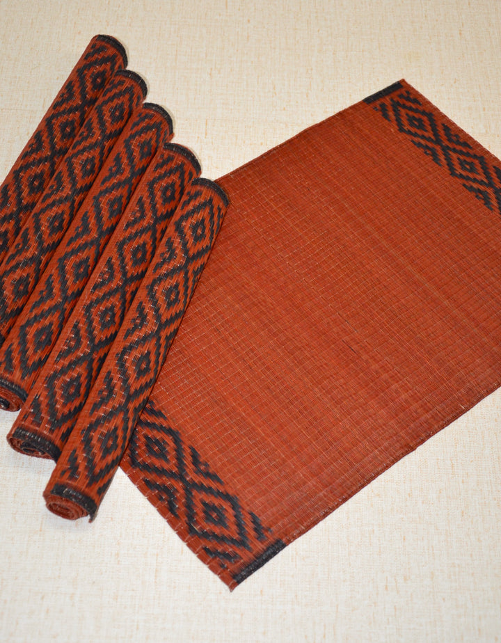 Masland Place Mats & Runner Set Red Charcoal (Set of 7)