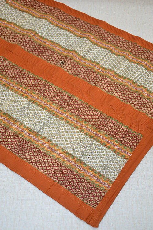 Madurkathi Meditation & Puja Mat Orange (2ft x 3ft)