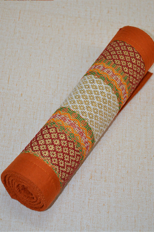 Madurkathi Meditation & Puja Mat Orange (2ft x 3ft)