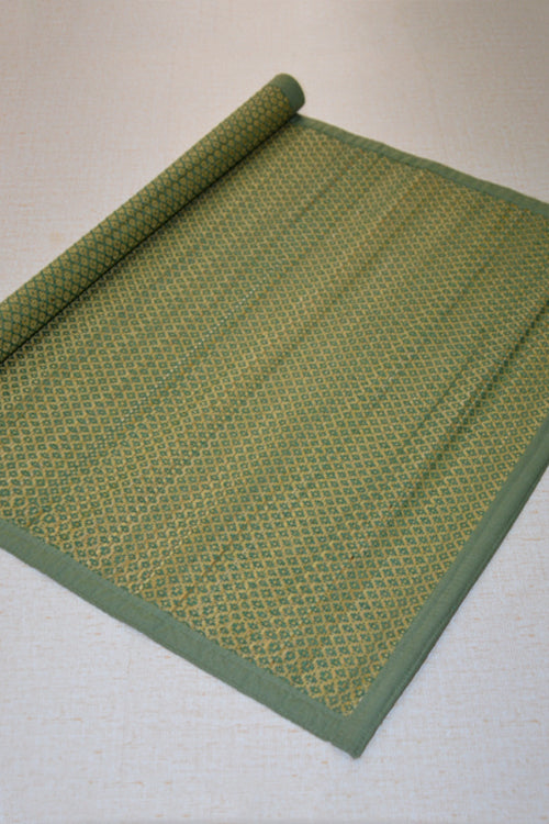 Madurkathi Meditation & Puja Mat Olive Green (2ft x 3ft)