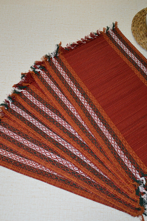 Madurkathi  Tassels Placemats Maroon (Set of 6)
