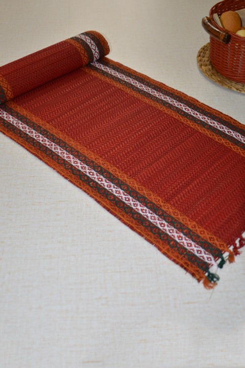 Madurkathi Tassels Table Runner Maroon