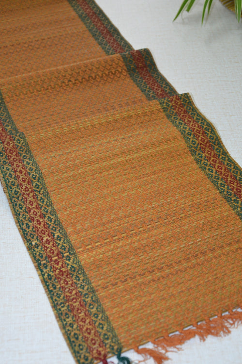 Madurkathi Tassels Table Runner Mustard