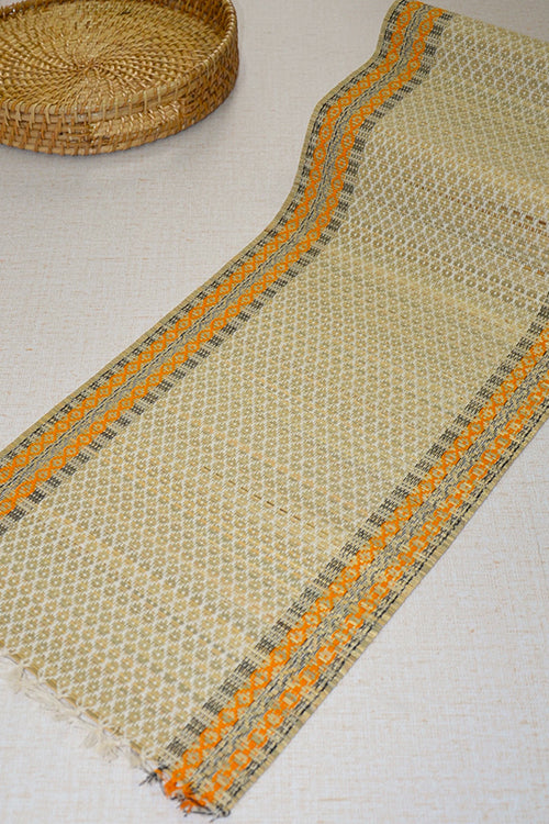 Madurkathi Tassels Table Runner Ivory