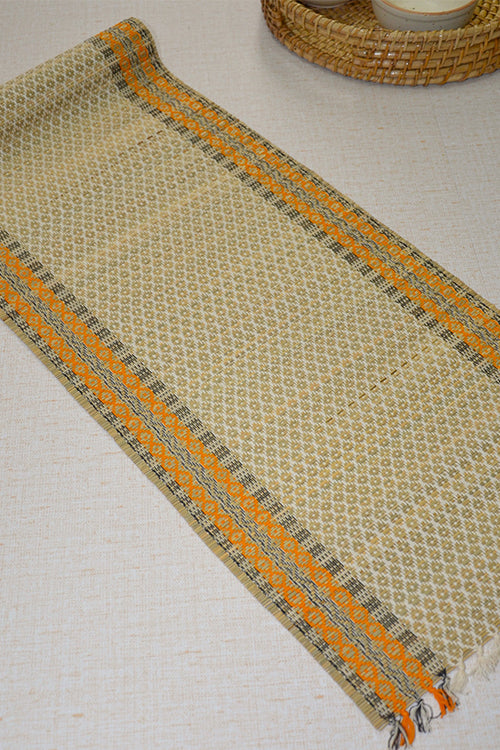 Madurkathi Tassels Table Runner Ivory