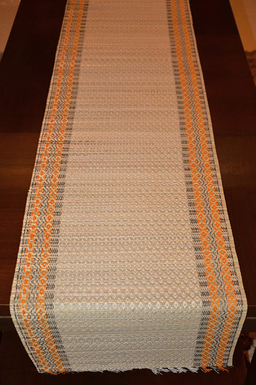 Madurkathi Tassels Table Runner Ivory