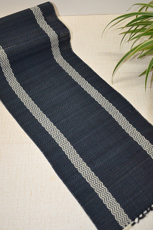 Madurkathi Tassels Table Runner Charcoal