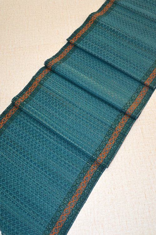 Madurkathi Tassels Table Runner Teal Blue