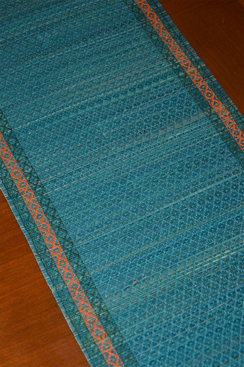 Madurkathi Tassels Table Runner Teal Blue