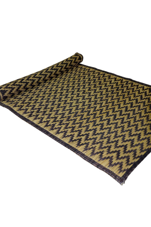 Madurkathi Chevron Floor Mat Charcoal Natural (3ft x 6ft)