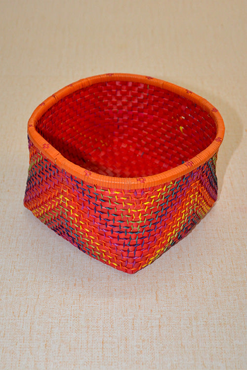 Palm Leaf Square Gift & Utility Basket Large Red