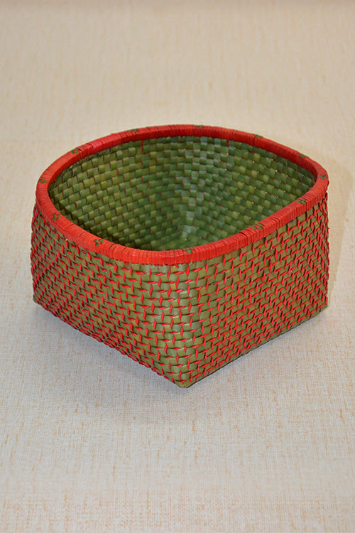 Palm Leaf Square Utility & Gift Basket Large Green Red