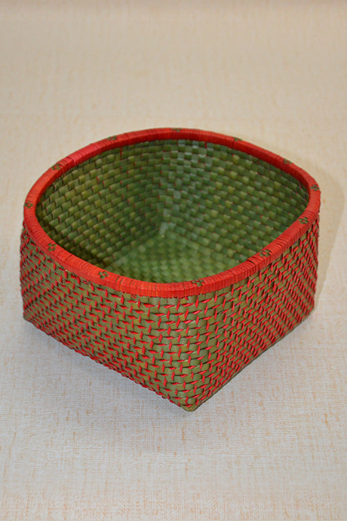 Palm Leaf Square Utility & Gift Basket Large Green Red