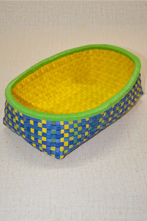 Palm Leaf Oval Storage & Utility Medium (Green Blue Mustard)