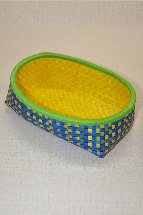 Palm Leaf Oval Storage & Utility Medium (Green Blue Mustard)