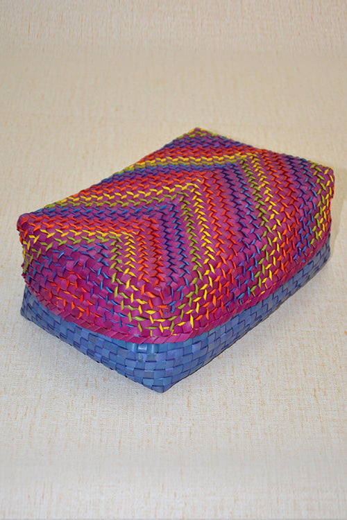 Palm Leaf Saree & Utility Box Small (Purple Blue)