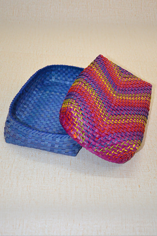 Palm Leaf Saree & Utility Box Small (Purple Blue)