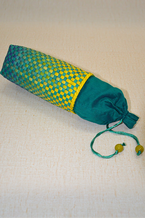 Palm Leaf Wine & Champagne Bottle Gift Bag (Blue Yellow Green)