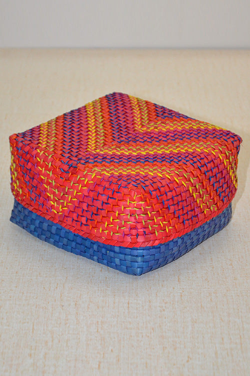 Palm Leaf Square Utility & Gift Box Large (Red Blue)