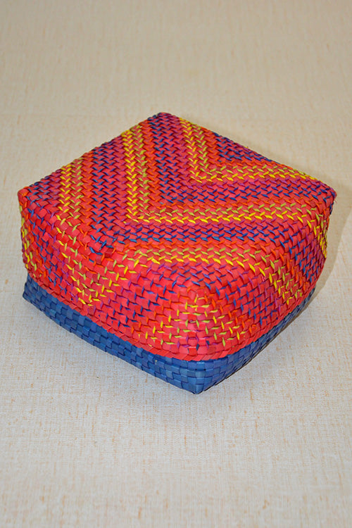 Palm Leaf Square Utility & Gift Box Large (Red Blue)
