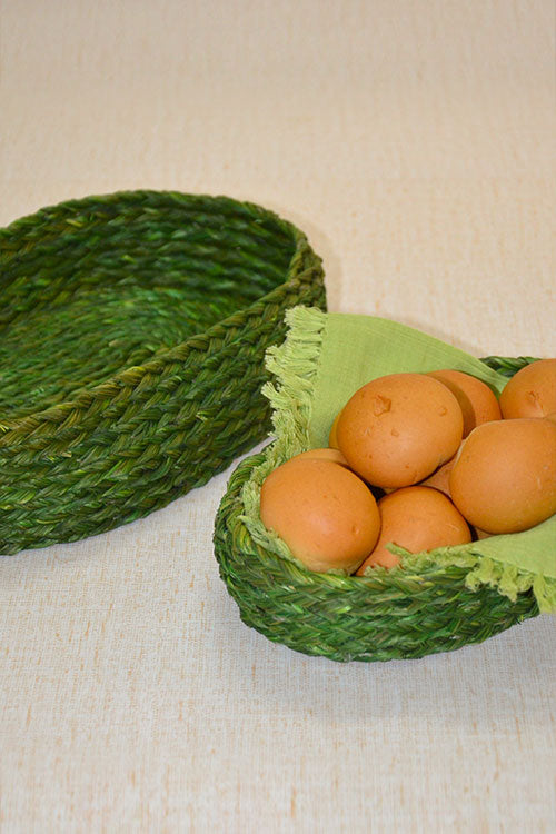 Sabai Grass Oval Bread Baskets Green (Set of 2)
